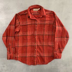 LL Bean Shirt womens Small made USA vintage flannel long sleeve 21 x 26